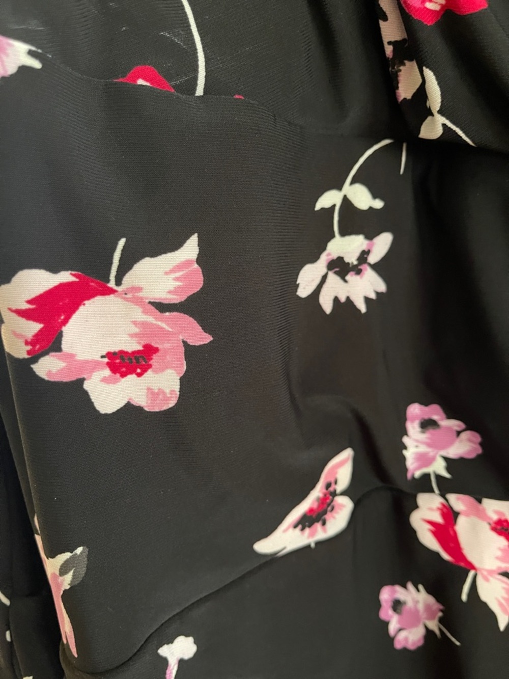 Lauren Ralph Lauren Black Midi Faux-Wrap Dress with Pink Floral Print - Picture 6 of 9